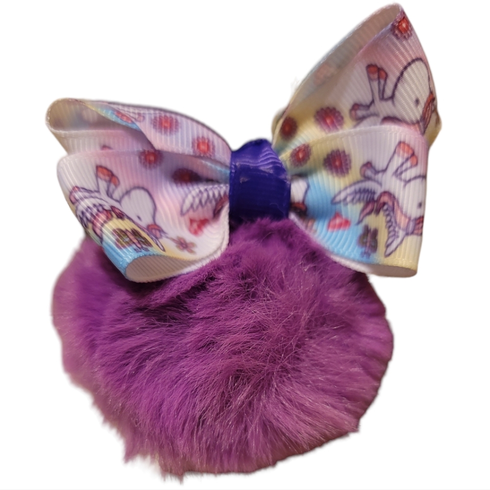 Little Pony Purple Pom Pom Bow-Knot Plush Keychain